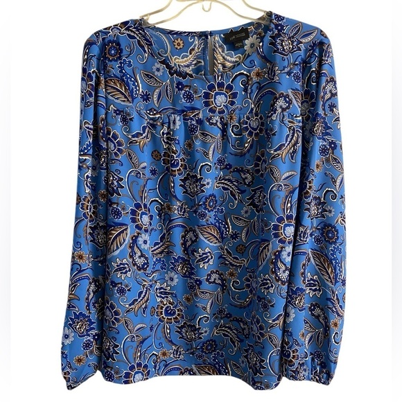 J. Jill Tops - J Jill Wearever Collection Blue Floral Blouse Large